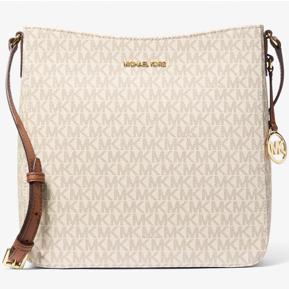 Michael Kors Jet Set Large Logo Messenger Bag Vanilla